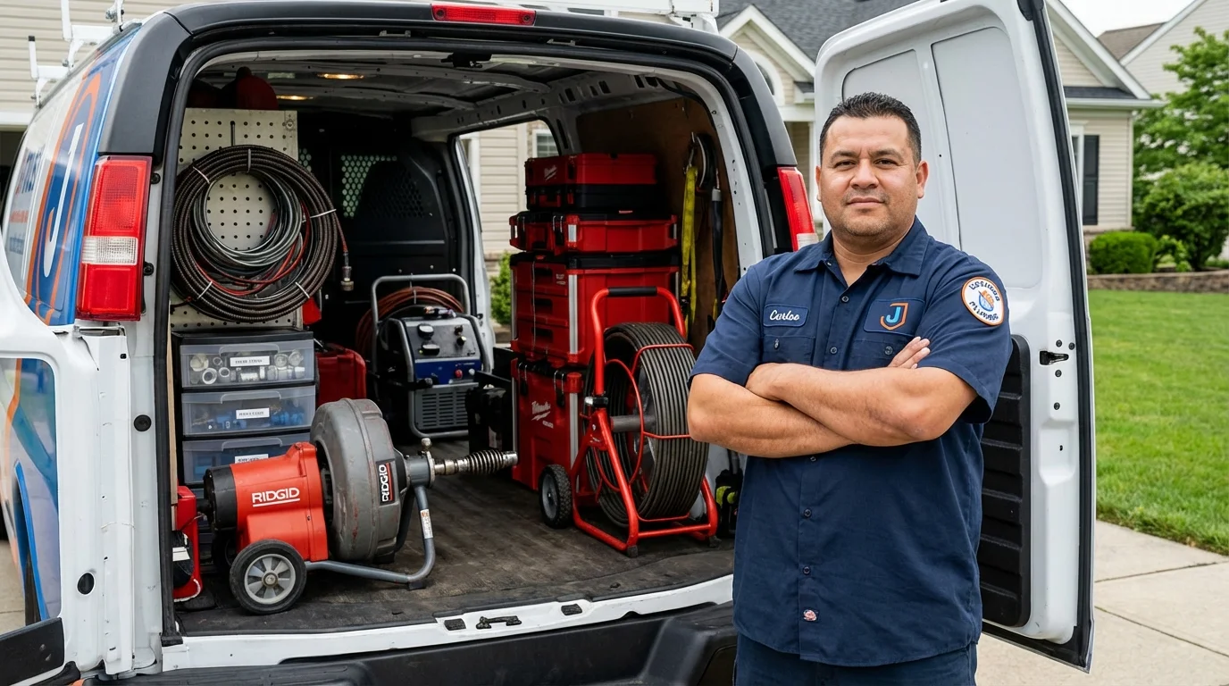 Professional drain cleaning equipment and Johns Plumbing LLC plumber in Camino