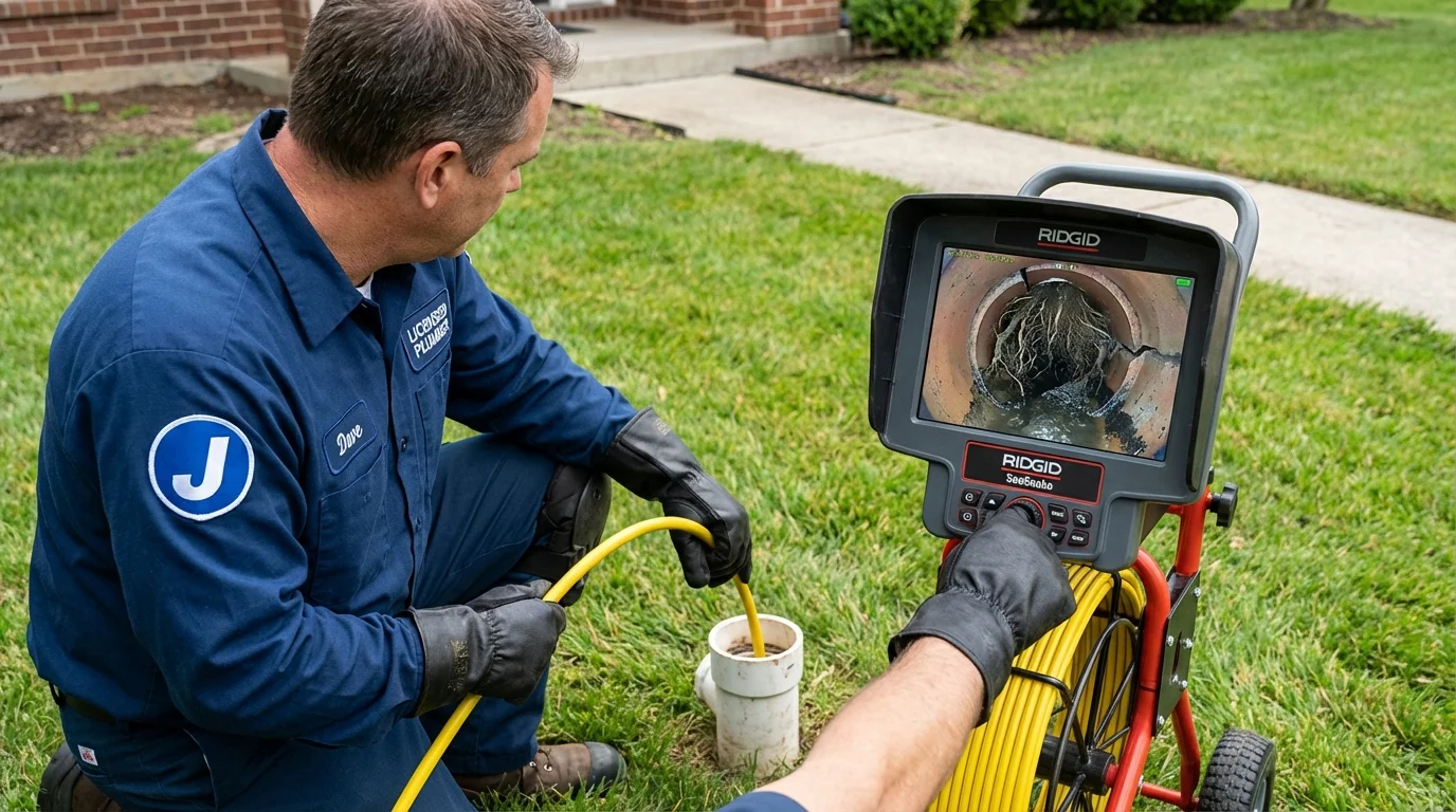 Sewer camera inspection being performed by Johns Plumbing LLC in Camino
